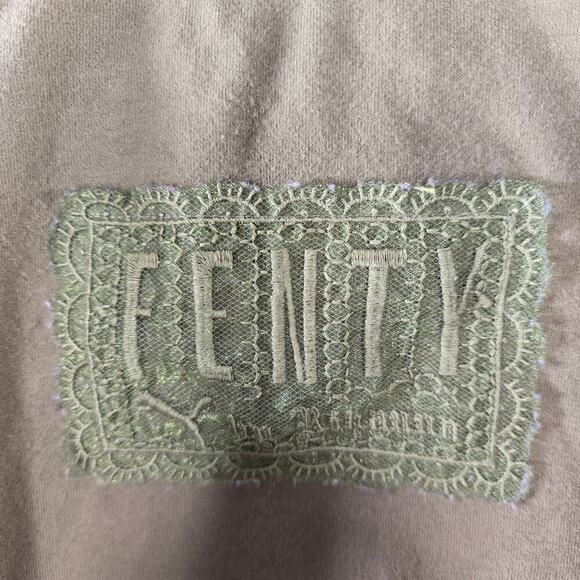 Fenty Puma by Rihanna Olive Green Crop Short Sleeve Sweatshirt Size Medium - Picture 3 of 8